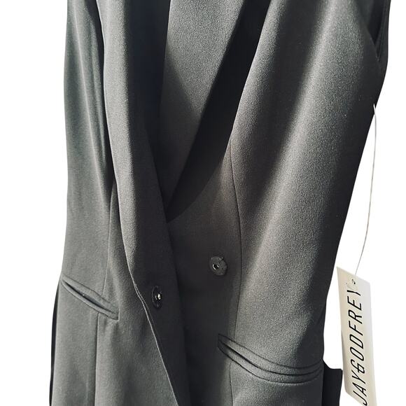 #24b NWT- Jay Godfrey Sleeveless Mini Tuxedo Dress- Belted- Black Sz:0 MSRP$295 - Picture 9 of 9